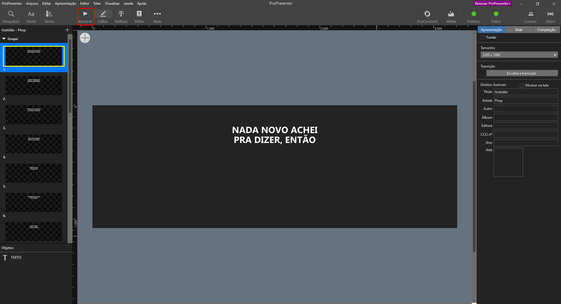 Mostrar após editar
