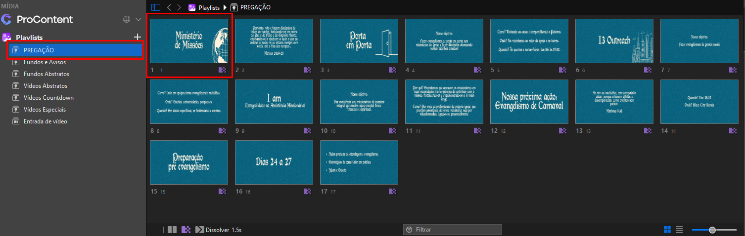 Projetar tema da palavra