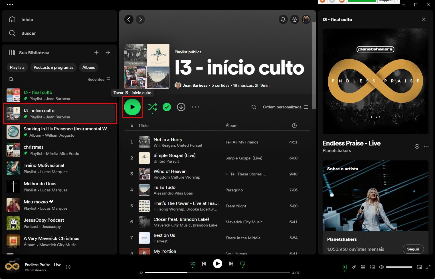 Playlist de som ambiente